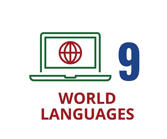 9 world languages offered
